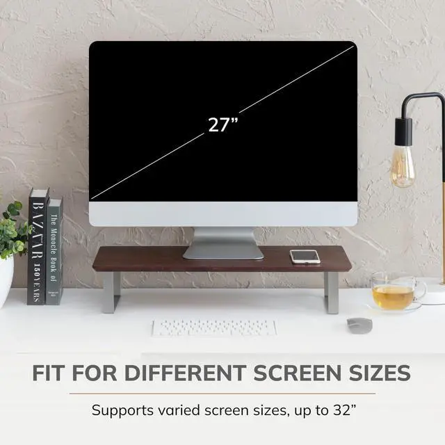 Alt view image 4 of 5 - Anji Mountain Monitor Stand - Desktop Organizer & Laptop Riser, Ergonomic Monitor Riser, Space-Saving Monitor Stand for Desk, Durable Construction, Easy Assembly, Ideal for Home & Office,Walnut