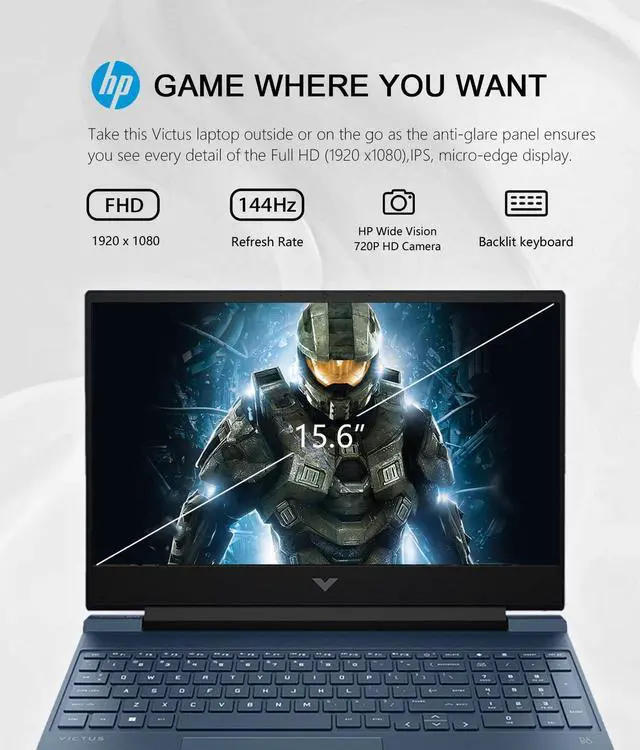 Alt view image 2 of 5 - HP - Victus 15.6" Full HD 144Hz Gaming Laptop - Intel 12th Gen Core i5-12450H - 16GB Memory - NVIDIA GeForce RTX 3050-1TB SSD - Backlit Keyboard - Windows 11 - Performance Blue
