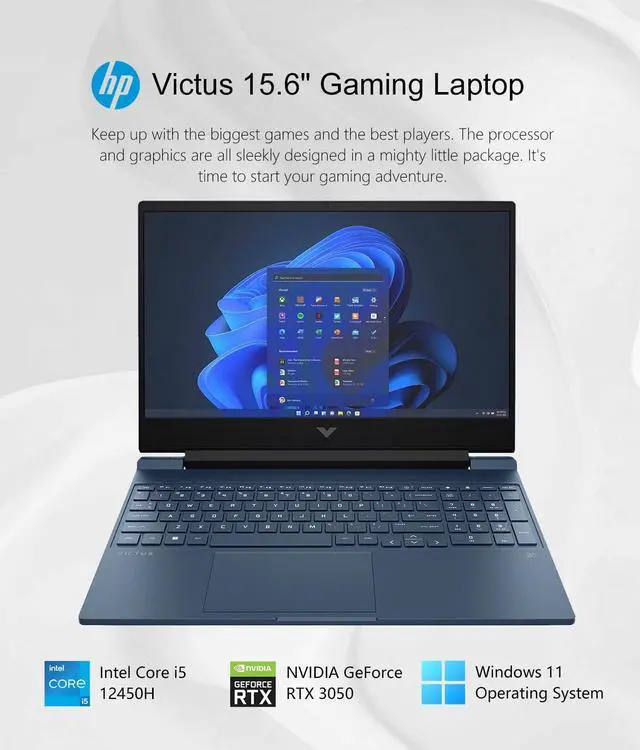 Alt view image 3 of 5 - HP - Victus 15.6" Full HD 144Hz Gaming Laptop - Intel 12th Gen Core i5-12450H - 16GB Memory - NVIDIA GeForce RTX 3050-1TB SSD - Backlit Keyboard - Windows 11 - Performance Blue