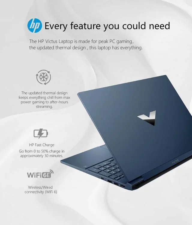 Alt view image 5 of 5 - HP - Victus 15.6" Full HD 144Hz Gaming Laptop - Intel 12th Gen Core i5-12450H - 16GB Memory - NVIDIA GeForce RTX 3050-1TB SSD - Backlit Keyboard - Windows 11 - Performance Blue