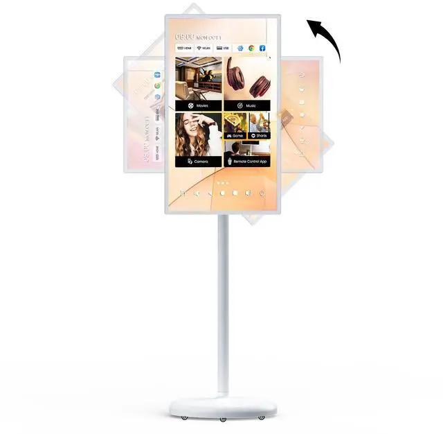 Main image of Eyoyo Portable Smart TV on Wheels - 32 Inch 1080P Rolling Mobile Touch Screen Monitor, Large Rolling TV, 13MP Camera, 6H Video Play Time, 6G RAM+128G ROM, Android OS, Voice Remote Control