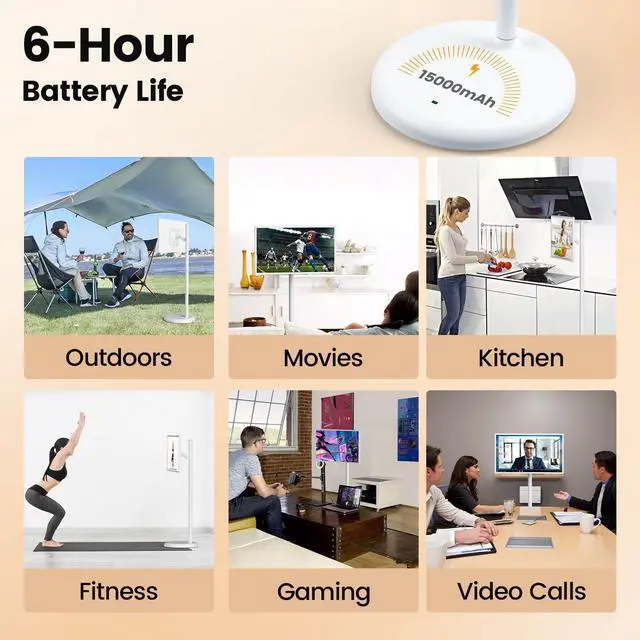 Alt view image 4 of 5 - Eyoyo Portable Smart TV on Wheels - 32 Inch 1080P Rolling Mobile Touch Screen Monitor, Large Rolling TV, 13MP Camera, 6H Video Play Time, 6G RAM+128G ROM, Android OS, Voice Remote Control