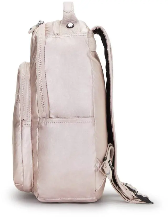 Alt view image 5 of 5 - Kipling Seoul Small Metallic Tablet Backpack Metallic Rose