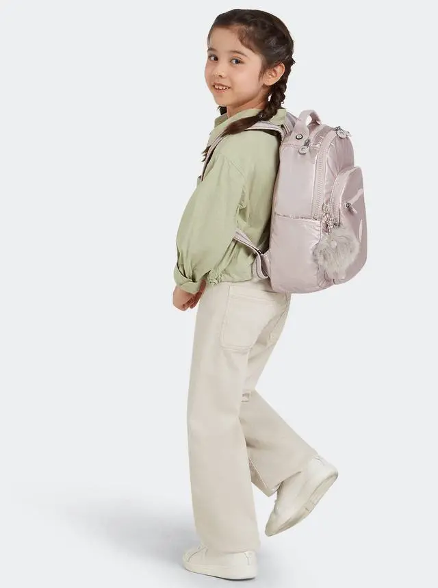 Alt view image 4 of 5 - Kipling Seoul Small Metallic Tablet Backpack Metallic Rose