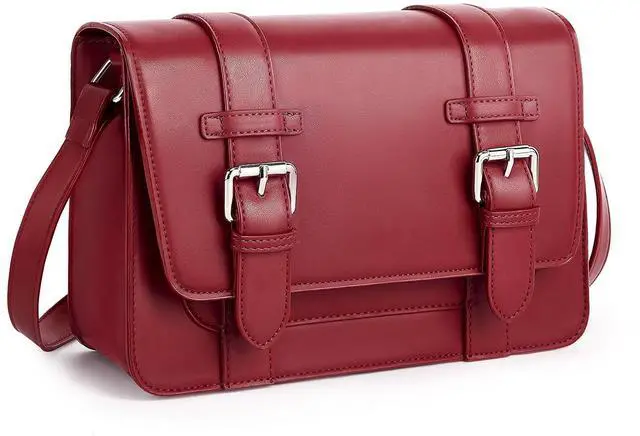 Main image of ECOSUSI Women's PU Leather Crossbody Messenger Bag Vintage Satchel Purse for Work College Shoulder Handbags with Adjustable Straps