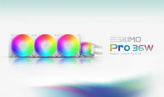 Alt view image 2 of 5 - Geometric Future Eskimo Pro - 360mm AIO CPU Liquid Water Cooler- RGB PWM Squama 2501W Fan x 3- Fit Intel(r) LGA 1700, AMD(r)AM5 - White- (GEO-EP-36W)