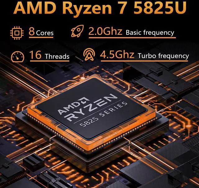 Alt view image 2 of 5 - 15.6 Inch Gaming Laptop - AMD Ryzen 7 5825U Processor (8C/16T, 2.0-4.5GHz), AMD Radeon Graphics, 16GB DDR4 RAM 512GB NVMe SSD Laptop Computer with Backlit KB, Fingerprint Reader, Webcam Switch