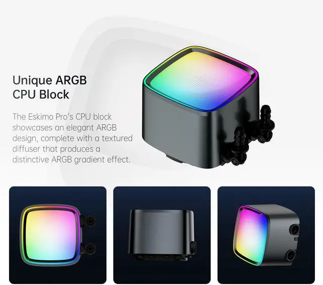 Alt view image 3 of 5 - Geometric Future Eskimo Pro - 360mm AIO CPU Liquid Water Cooler- RGB PWM Squama 2501B Fan x 3- Fit Intel(r) LGA 1700, AMD(r)AM5 - Black- (GEO-EP-36B)