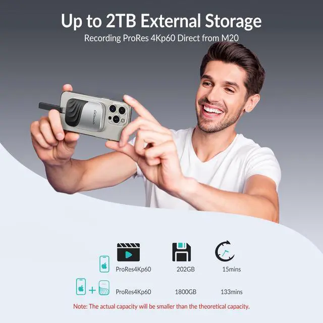 Alt view image 3 of 5 - GiGimundo M20 Magnetic Portable SSD 512GB, Durable Zinc Alloy, 10Gbps USB-C External Solid State Drive for iPhone 15Pro/Pro Max, 16Pro/Pro Max, PC Mac Laptop Desktop, Android Phone, Tablet, Max 20Gbps