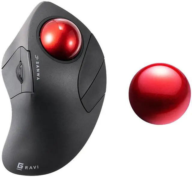Main image of SANWA Bluetooth 5.1 + 2.4G Wireless Trackball Mouse and 44mm Trackball Replacement Ball Bundle, Programmable Rollerball Mouse, Silent Click, 600-1600 DPI, Compatible MacBook, Laptop, Windows, macOS
