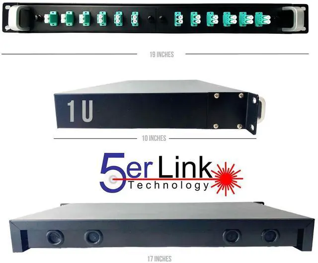 Alt view image 2 of 5 - 24 Strand 1U Fiber Optic Cable Rack Mount Enclosure with 12 LC Duplex Couplers for 19" Racks or Cabinets | Includes Splice Tray and Fusion Splice Sleeves 60mm Long (LC OM3 with Pigtails)