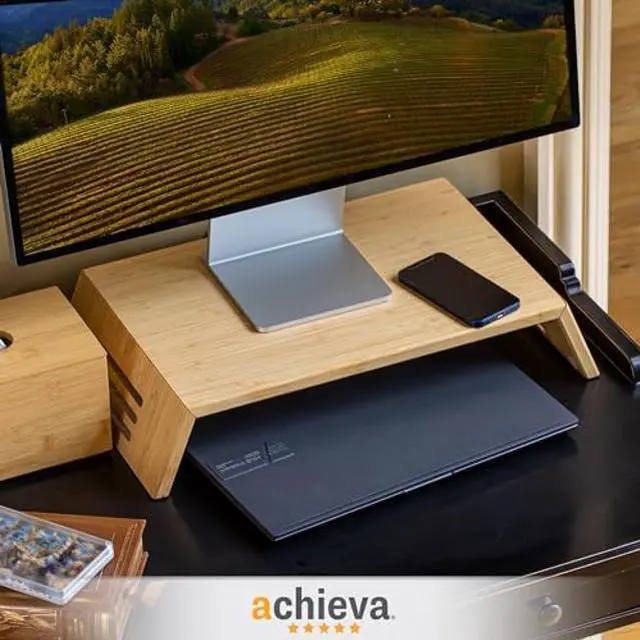 Alt view image 4 of 4 - Achieva Bamboo Monitor Stand (71008)