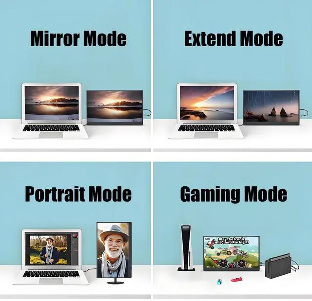 Alt view image 3 of 5 - AHXJKA 15.6 Inch Portable Laptop Monitor with USB C HDMI - HDR Eye Careful Gaming Monitor,FHD IPS/HDR Computer Screen Extender with Built-in Speakers -Compatible with Laptop PC Phone PS4/PS5 Switch