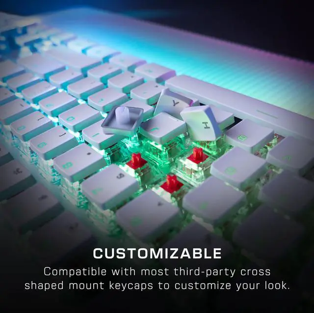 Alt view image 4 of 5 - Turtle Beach Vulcan II Max - Optical-Mechanical PC Gaming Keyboard, Customizable RGB Illuminated Keys and Palm Rest, Smart Keys, Titan II Smooth Linear Switches, 200M Keystroke Durability - White