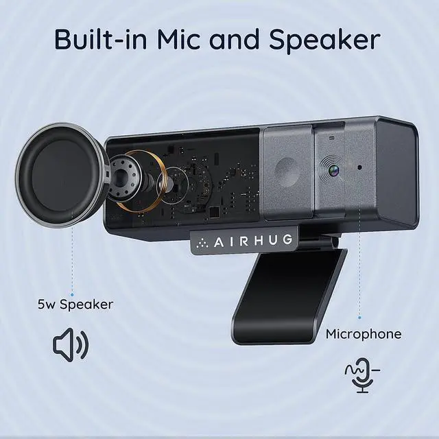 Alt view image 2 of 5 - AIRHUG Webcam, 3 in 1 1080P USB Webcam with Microphone and Speaker, Privacy Cover
