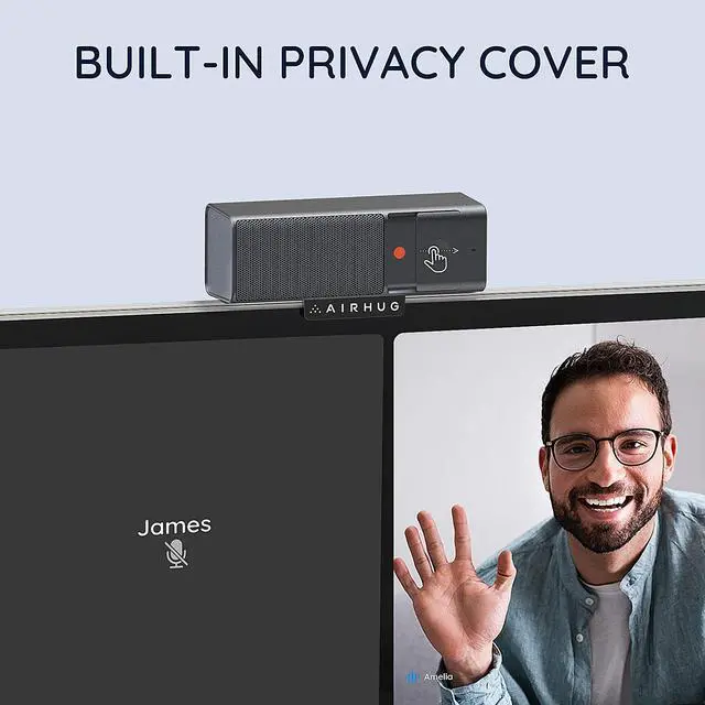 Alt view image 3 of 5 - AIRHUG Webcam, 3 in 1 1080P USB Webcam with Microphone and Speaker, Privacy Cover
