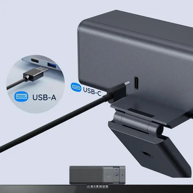 Alt view image 5 of 5 - AIRHUG Webcam, 3 in 1 1080P USB Webcam with Microphone and Speaker, Privacy Cover