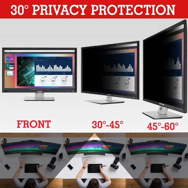 Alt view image 3 of 5 - 38 Inch Computer Privacy Screen Filter for 21:9 Ultrawide Curved Monitor - Anti Glare and Anti Blue Light Protector Guard