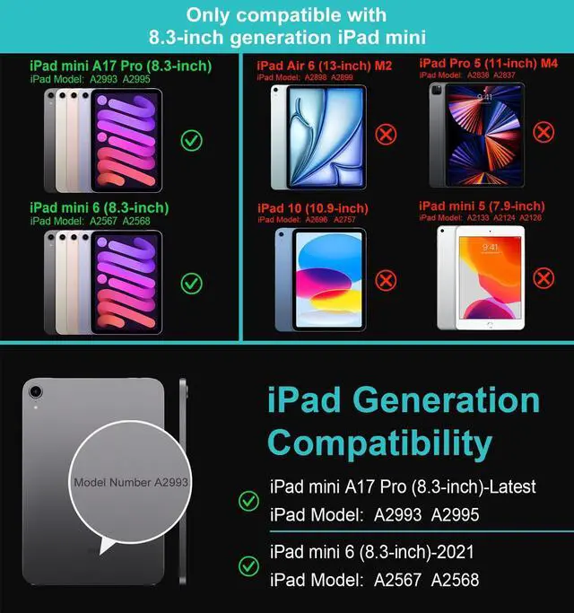 Alt view image 2 of 5 - Arteck iPad Mini A17 Pro (8.3-inch) Keyboard Case, Bluetooth Keyboard with Protection Shockproof Case for Apple 8.3-inch iPad Mini A17 Pro and Mini 6