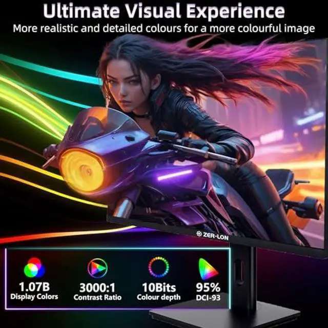 Alt view image 3 of 5 - ZER-LON 27 inch UHD Gaming Monitor, 3840 x 2160 60Hz IPS Computer Monitor, HDR400, Tilt/Swivel/Height/Pivot Adjustment, 99% sRGB, DCI-P3 95%, Eye Care, FreeSync, HDMI,DP Port
