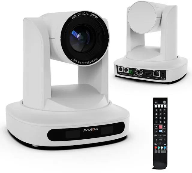 Main image of AVIDEONE 30x Optical Zoom PTZ Camera with HDMI, 3G-SDI, PoE IP Live Streaming, 1080P HD Video for Church Services, Education, Healthcare(White)