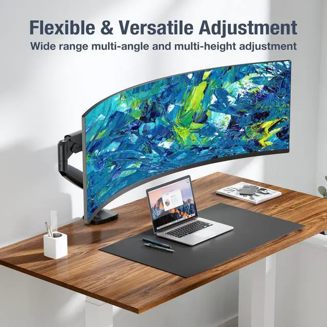 Alt view image 4 of 5 - AVLT Single 17"-45" Monitor Arm Desk Mount Premium Mechanical Spring fits One Flat/Curved/Ultrawide Monitor Full Motion Height Swivel Tilt Rotation Adjustable, Black