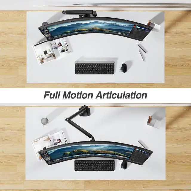 Alt view image 5 of 5 - AVLT Single 17"-45" Monitor Arm Desk Mount Premium Mechanical Spring fits One Flat/Curved/Ultrawide Monitor Full Motion Height Swivel Tilt Rotation Adjustable, Black