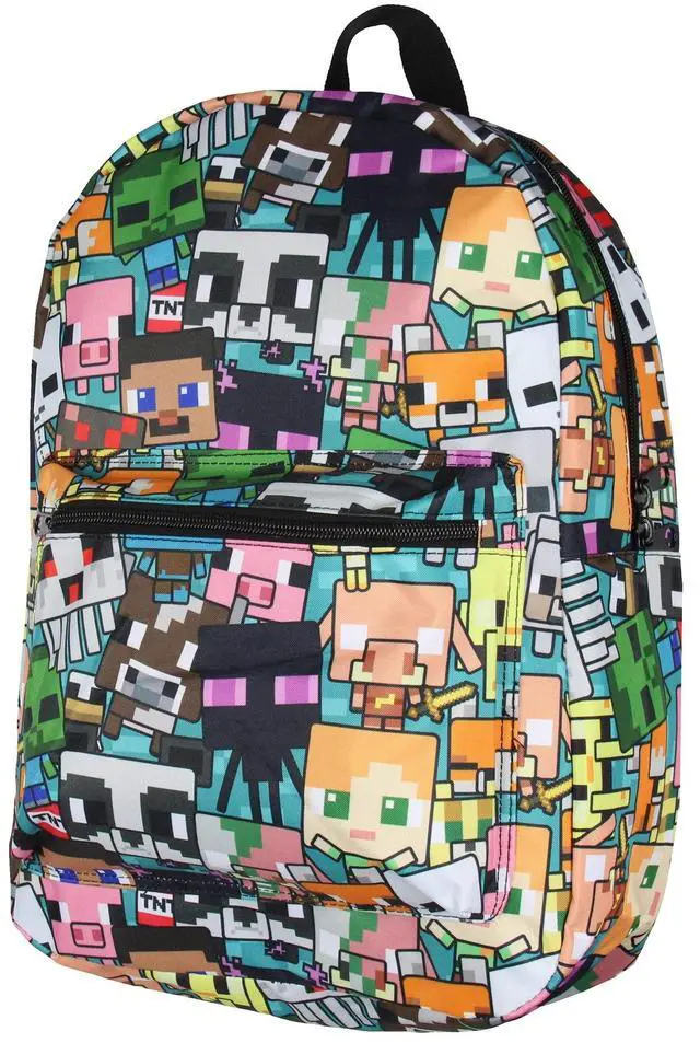 Main image of Bioworld Minecraft Backpack Multi Character Chibi Video Game School Laptop Travel Backpack