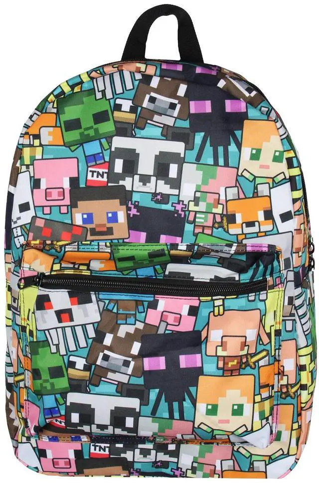 Alt view image 2 of 4 - Bioworld Minecraft Backpack Multi Character Chibi Video Game School Laptop Travel Backpack