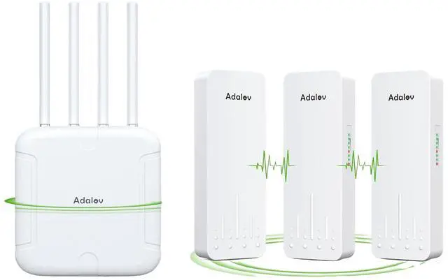 Main image of 3PCS Gigabit Wireless Bridge Kit, 3KM 5.8G Point to 2 Point Outdoor CPE, CPE662 Long Range WiFi Bridges+Adalov 5378 Mbps WiFi 6 Outdoor Access Point, Dual Band Wireless Outdoor AP 500M Long Range