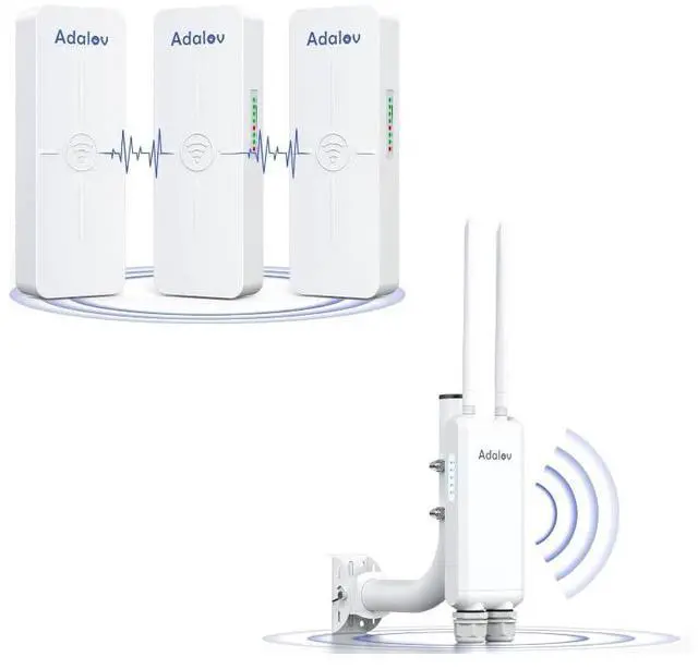 Main image of AdaLov CPE881 3 Pack Wireless Bridges, Point to Point Gigabit WiFi Bridge with 2 1Gbs LAN Ports+Adalov Outdoor Wi-Fi Access Point with Bracket Mount, 1200Mbps Long Range WiFi Extender, Dual Band