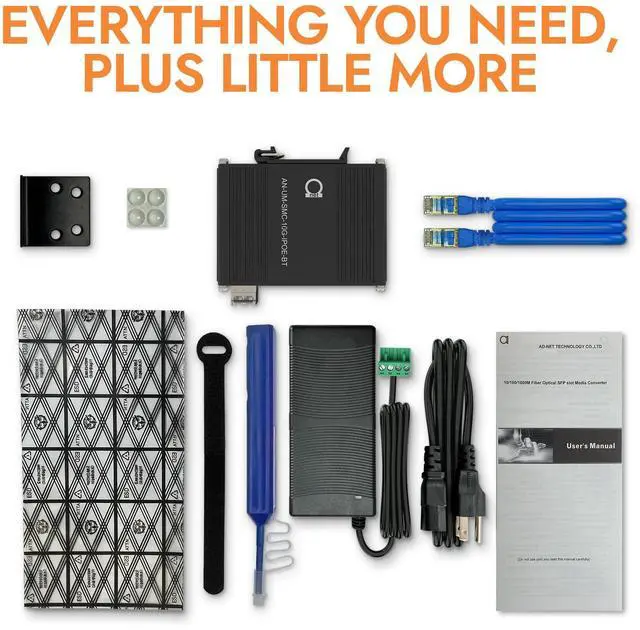 Alt view image 3 of 5 - 10G PoE++ Fiber Optic Media Converter with Multi-Mode LC SFP+ Module 850nm, 300m (0.18mi) Range, 90W PoE, 802.3af/at/bt Compliant, DIN-Rail/Wall Mount, Wide Temp, Industrial-Grade, High Performance