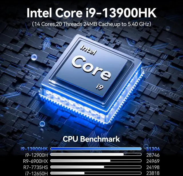 Alt view image 2 of 5 - GEEKOM Mini PC XT13 Pro, Intel Core i9 13900HK (14C/20T, Up to 5.4GHz, 24MB)Business Desktop Computers, 32GB DDR4 RAM 1TB PCIe 4.0 SSD, 2xUSB4/8K HDR/WiFi 6E/BT5.3/Windows 11 Pro Office Mini Computers