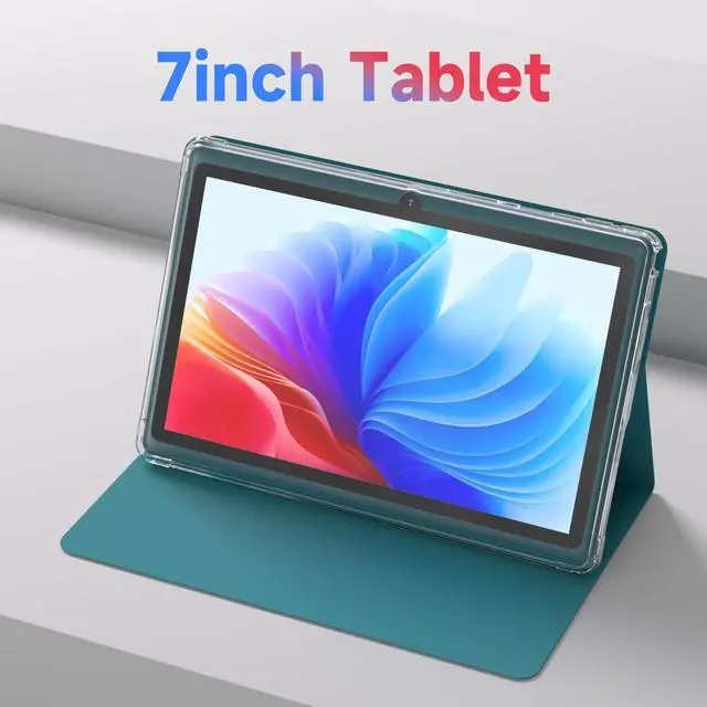 Alt view image 2 of 5 - Android 14 Tablet 7 inch Tablets with Case, 8GB RAM 32GB ROM 1TB Expand, Quad-Core Processor Tablet PC, 1024 x 600 IPS Screen, Dual Camera, 3000mAh Battery, Bluetooth, WiFi, GMS, Widevine L1, Navy