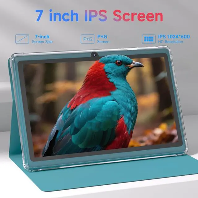 Alt view image 3 of 5 - Android 14 Tablet 7 inch Tablets with Case, 8GB RAM 32GB ROM 1TB Expand, Quad-Core Processor Tablet PC, 1024 x 600 IPS Screen, Dual Camera, 3000mAh Battery, Bluetooth, WiFi, GMS, Widevine L1, Navy