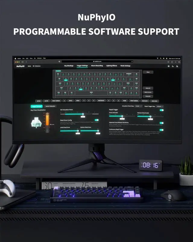 Alt view image 3 of 5 - NuPhyX BH65 All-Aluminum Magnetic Switch Gaming Keyboard,65% 68keys RGB Rapid Trigger Wired Custom Hall Effect Keyboard,PBT keycaps,Actuation Point Adjustable,8K Hz Polling Rate-Magnetic Jade Pro