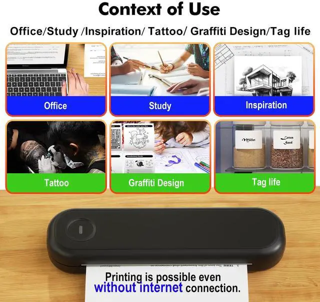 Alt view image 5 of 5 - Bluetooth Portable Thermal Printers Wireless for Travel, Inkless Printer Support for 8.5"x11" US Letter & Legal A4 & A5 Thermal Paper, Compatible with iOS, Android, Laptop & USB for Office Car Home