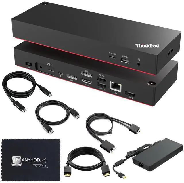 Main image of 40B00300US Docking Station USB C Bundle - 1 Year Warranty, Thinkpad Thunderbolt 4 Dock with 300W AC Adapter + HDMI Cable + DisplayPort Cable + Thunderbolt Cable + Microfiber Cloth