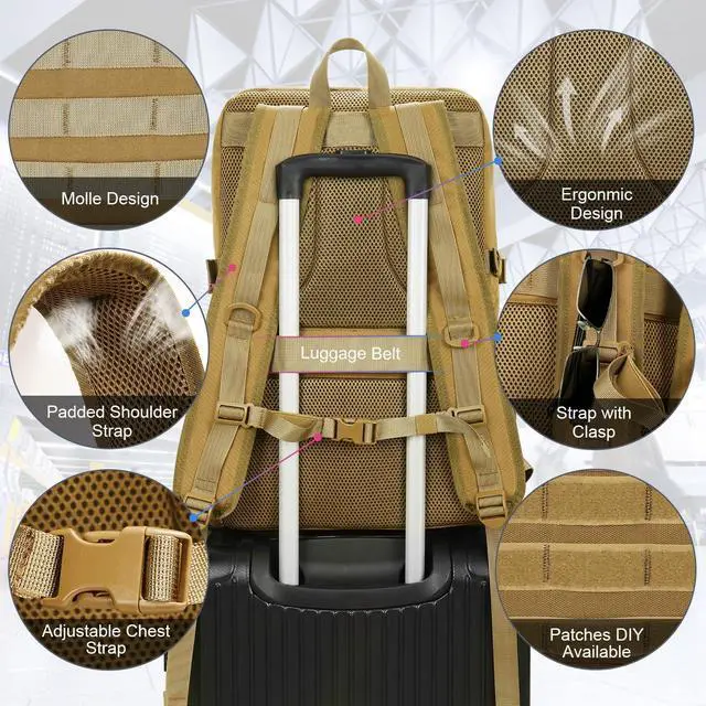 Alt view image 4 of 5 - BERTASCHE Lunch Backpack, Laptop Backpack 15.6 inch Work Backpack w/Insulated Cooler Lunch box for Men Women, Casual Daypack for Work Commuter Picnic College,Khaki