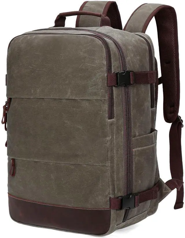 Main image of BOVIP Travel Backpack for Men Carry On Backpack Flight Approved Personal Item Backpack, 18.4 inch Laptop Backpack Casual Daypack Weekender Business Hiking Backpack, Light Green