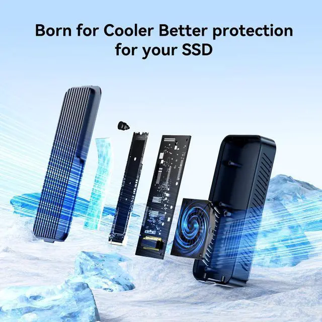 Alt view image 5 of 5 - ANYOYO 80Gbps M.2 NVMe SSD Enclosure Supports Up to 8TB Intelligent Temperature Control & Fan Cooling, Compatible with Thunderbolt 3/4/5/USB4, Backward Compatible with USB 3.2/3.1/3.0