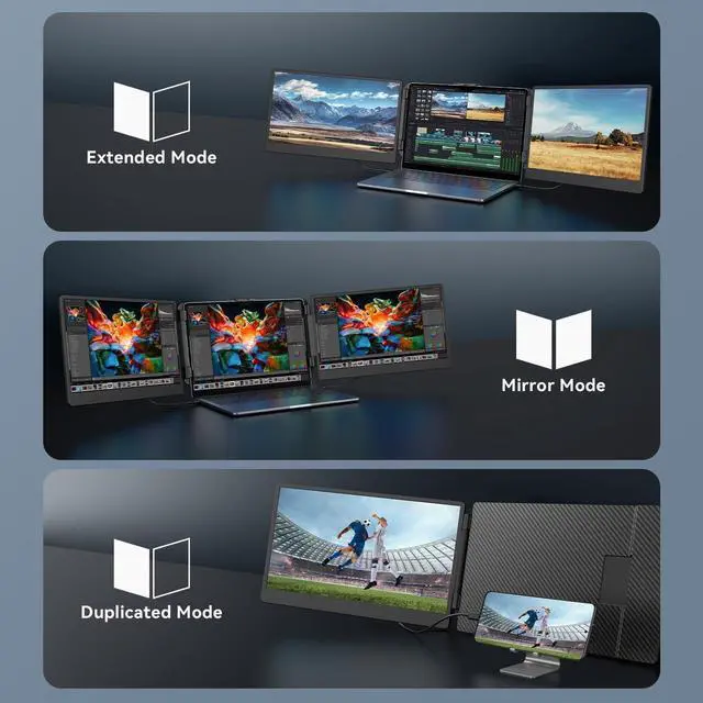 Alt view image 3 of 5 - APILDELLA 14'' 1080P Portable Dual Monitor Extender for Laptops - USB C and HDMI, Plug-Play for Dual Display on Mac and Windows, Fits 13''-17.3'' Laptops