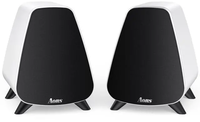 Main image of AORS AS31 Active Bookshelf Speakers -2.0 Powered Stereo Compact laptops Desktop Speakers with 3'bass, Bluetooth 5.3, RCA/Optical/subwooder Output, 80W RMSWood for Music, Gaming, Podcasts,dj (White)