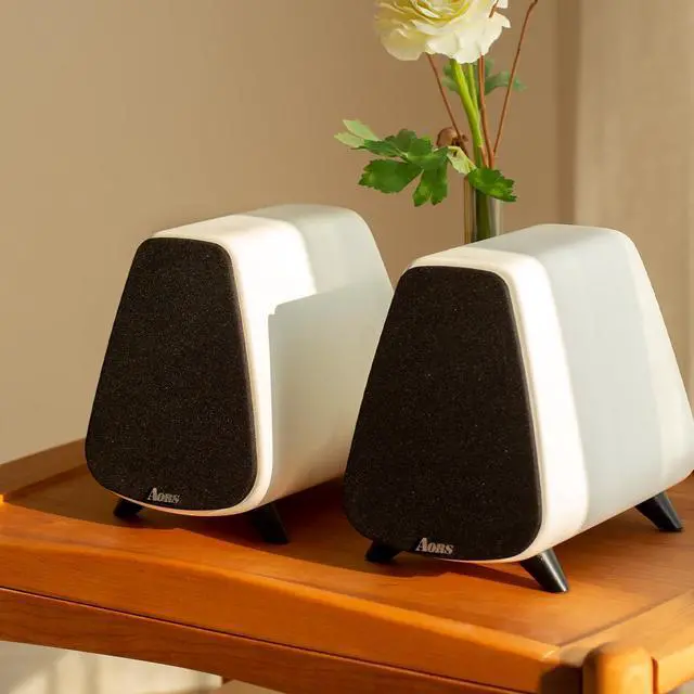 Alt view image 5 of 5 - AORS AS31 Active Bookshelf Speakers -2.0 Powered Stereo Compact laptops Desktop Speakers with 3'bass, Bluetooth 5.3, RCA/Optical/subwooder Output, 80W RMSWood for Music, Gaming, Podcasts,dj (White)