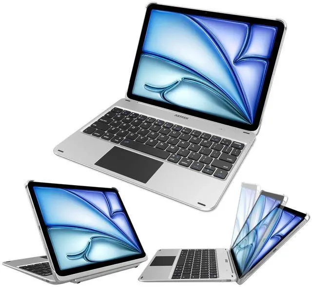 Alt view image 3 of 5 - Arteck iPad Air 2024 11-inch/Air 10.9-inch/Pro 2022 Keyboard Case with Trackpad, Bluetooth Keyboard with Folio Full Protection Case and Touchpad for Apple iPad Air 2024 11inch with Swivel Rotating