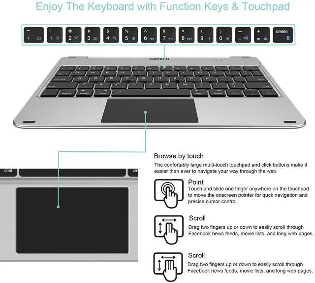 Alt view image 4 of 5 - Arteck iPad Air 2024 11-inch/Air 10.9-inch/Pro 2022 Keyboard Case with Trackpad, Bluetooth Keyboard with Folio Full Protection Case and Touchpad for Apple iPad Air 2024 11inch with Swivel Rotating