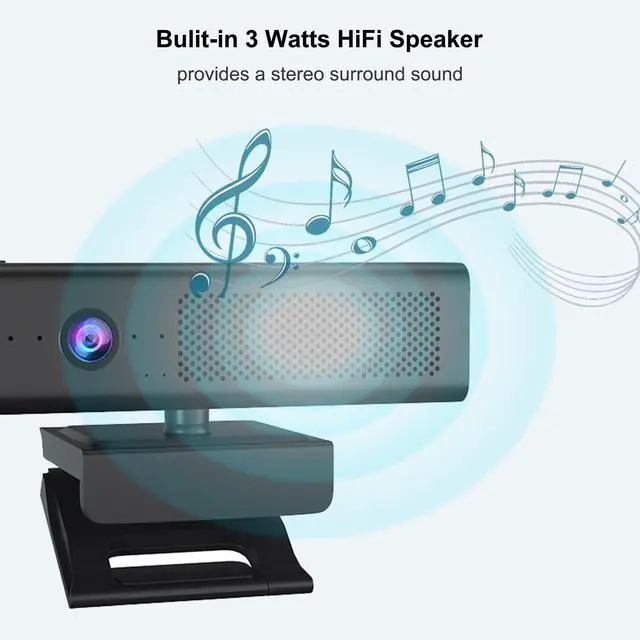 Alt view image 4 of 5 - CofunKool Full 1080P HD 3-in-1 Webcam: Camera and Speaker for Desktop Computer with Built-in 4 Microphones, External USB Web Cam with Magnetic Privacy Cover and Mute for Laptop, Streaming, Conference