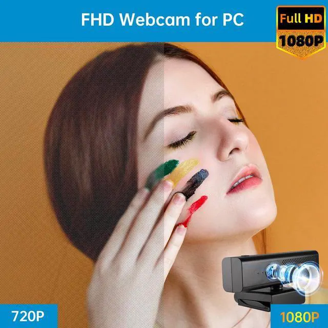 Alt view image 3 of 5 - CofunKool Full 1080P HD 3-in-1 Webcam: Camera and Speaker for Desktop Computer with Built-in 4 Microphones, External USB Web Cam with Magnetic Privacy Cover and Mute for Laptop, Streaming, Conference