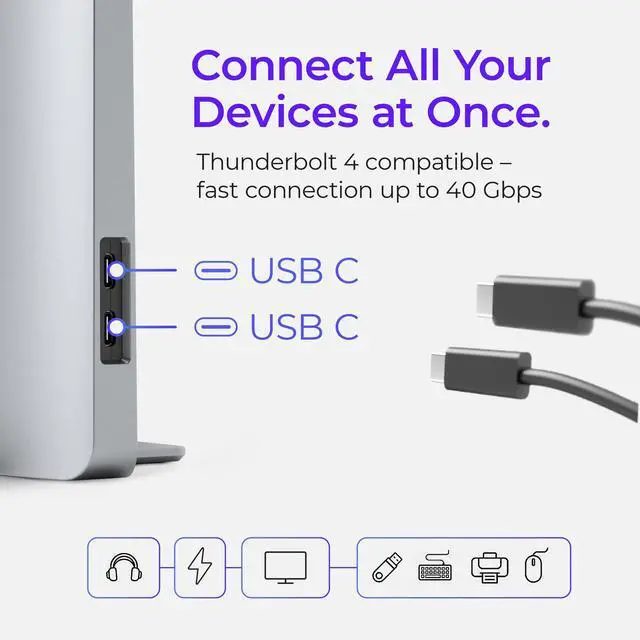 Alt view image 4 of 5 - MacBook Pro Docking Station & Cable Tray Bundle: Docking Station for MacBook Pro 13, 15, 16 (2016-2020, 13" M1 & M2 2022) with TouchBar & No Drill Under Desk Cable Management Tray 27.3"