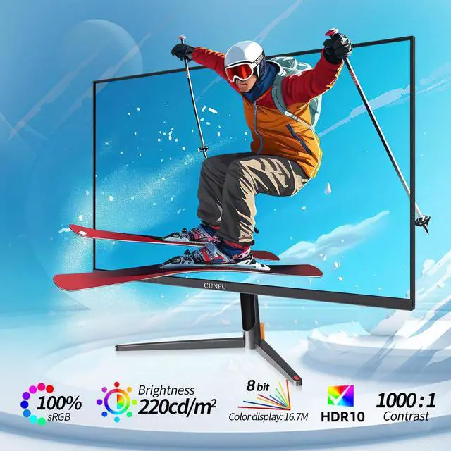Alt view image 3 of 5 - CUNPU 24 Inch Touchscreen Monitor, 10 Point Touch, FHD 1080P 75Hz IPS Screen, 100% SRGB, VESA Wall Mountable, Tilt Adjustment, VGA HDMI USB for PC, Laptop Business & Work Station, Warehouse